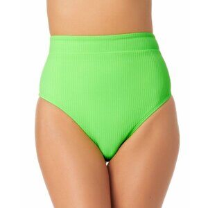 California Waves Women's M High Waisted Ribbed Swim Bottom Neon Green NWT